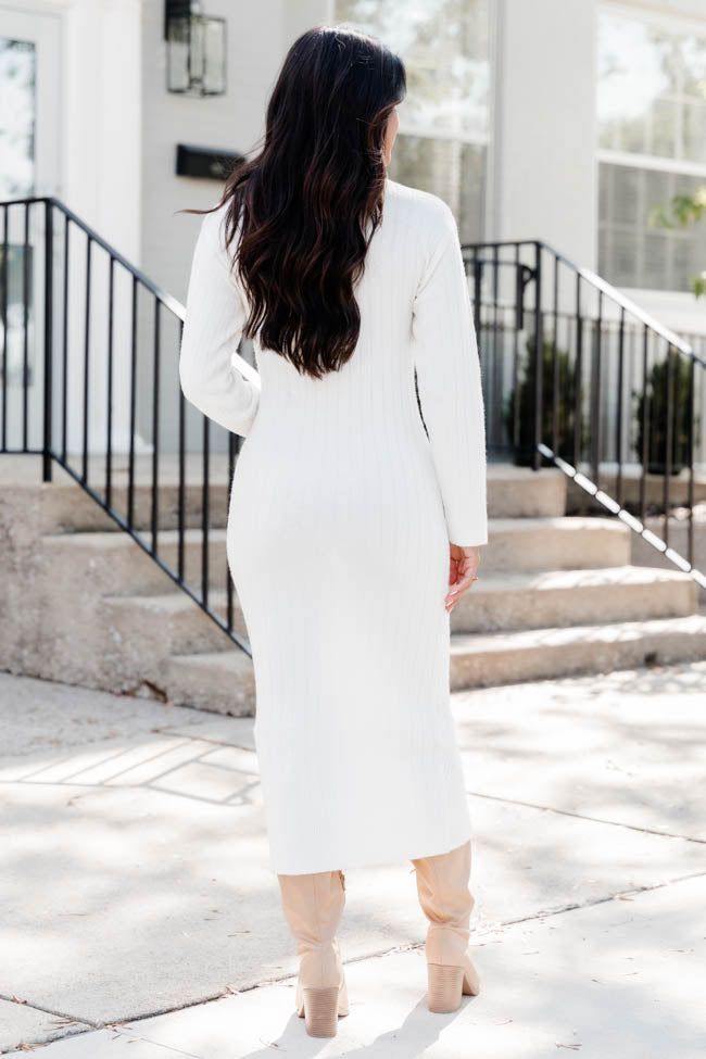Chasing After You Turtleneck Textured Long Sleeve Cream Maxi Dress sold by Pink Lily product image thumbnail 4