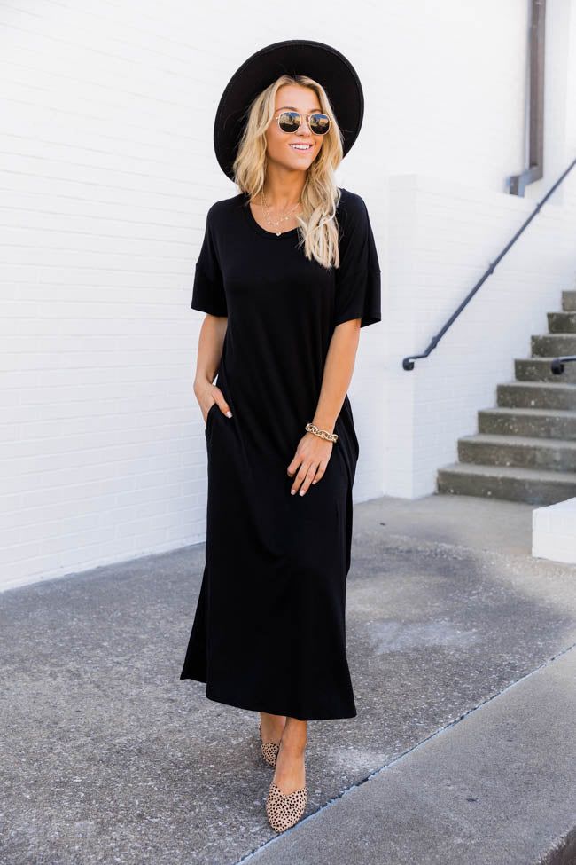 Simple Melody Midi Black T-Shirt Dress FINAL SALE sold by Pink Lily product image thumbnail 4