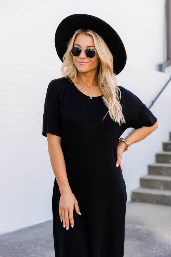 Simple Melody Midi Black T-Shirt Dress FINAL SALE sold by Pink Lily product image thumbnail 2