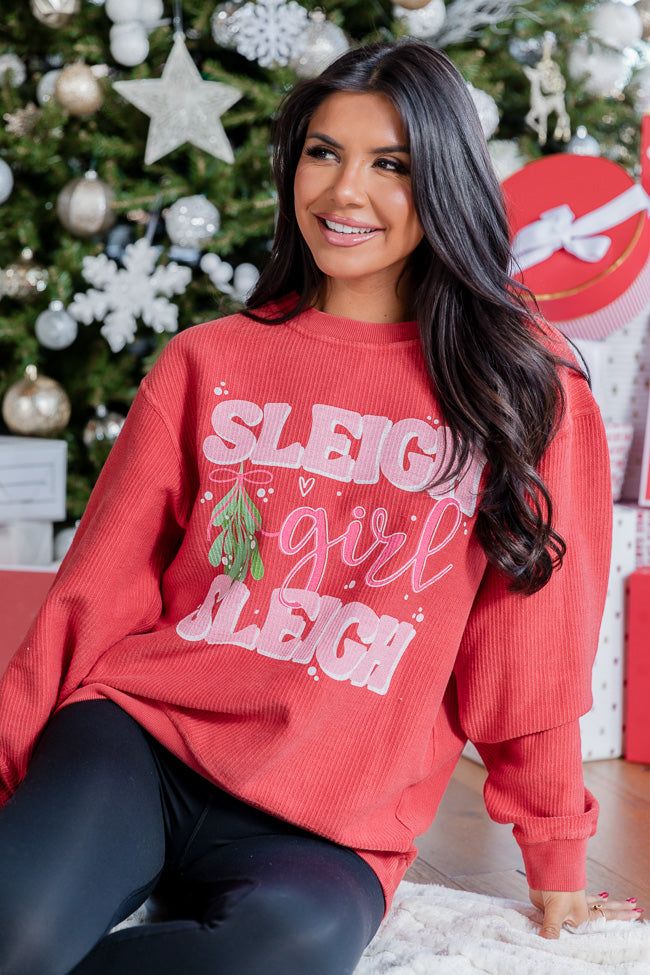 Sleigh Girl Sleigh Red Corded Graphic Sweatshirt sold by Pink Lily product image thumbnail 4