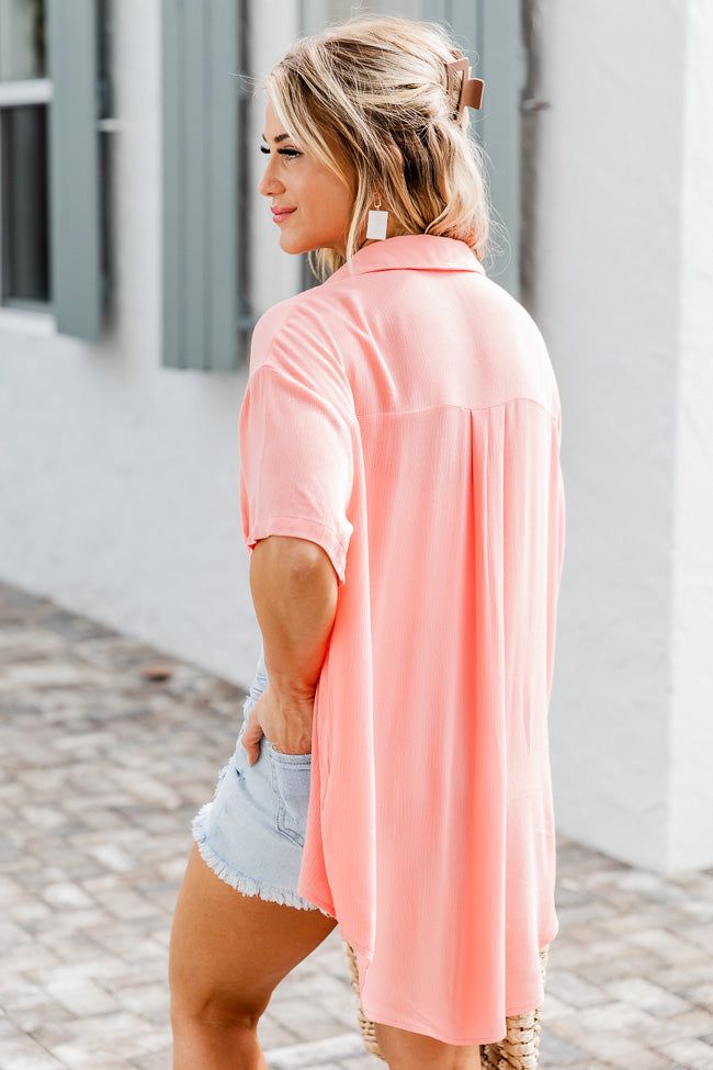 Completely Me Coral Short Sleeve Button Front Shirt FINAL SALE sold by Pink Lily product image thumbnail 5