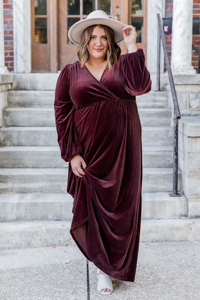 Cross Your Mind Plum Velvet Maxi Dress FINAL SALE sold by Pink Lily product image thumbnail 3