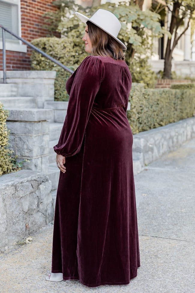 Cross Your Mind Plum Velvet Maxi Dress FINAL SALE sold by Pink Lily product image thumbnail 4