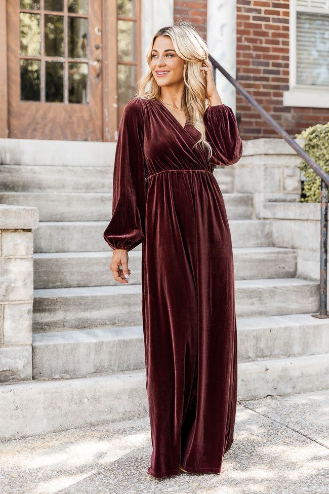 Cross Your Mind Plum Velvet Maxi Dress FINAL SALE sold by Pink Lily product image thumbnail 2