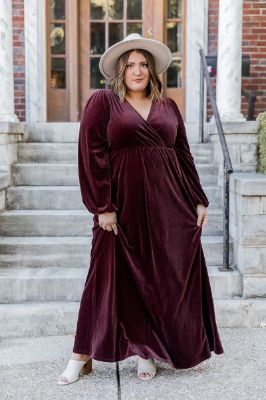 Cross Your Mind Plum Velvet Maxi Dress FINAL SALE sold by Pink Lily