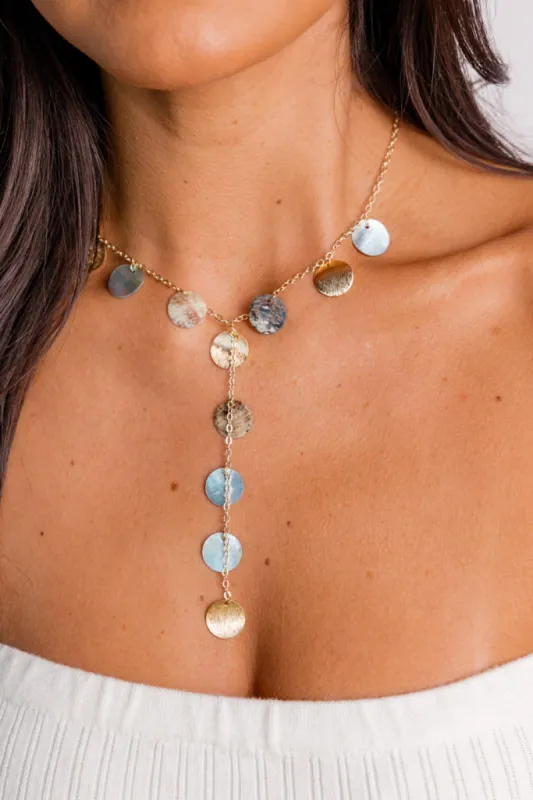 Gold Shell Disc Necklace sold by Pink Lily