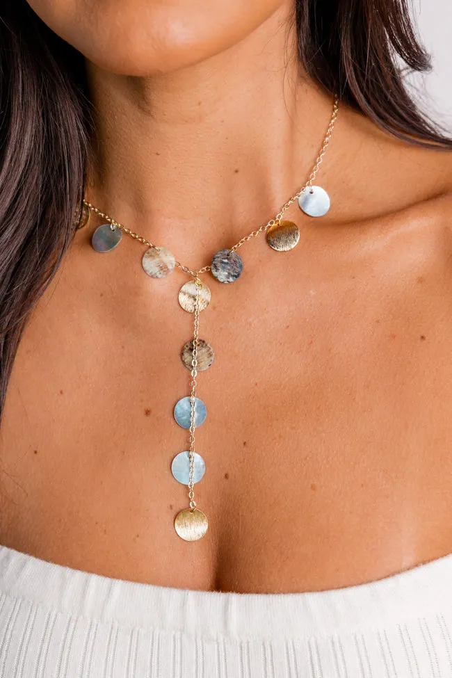 Gold Shell Disc Necklace sold by Pink Lily