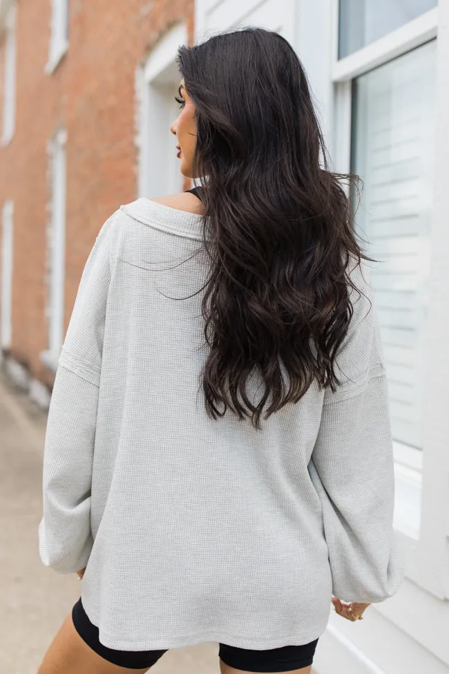 Along The Way Heather Grey Oversized Pocketed Waffle Top SALE sold by Pink Lily product image thumbnail 5