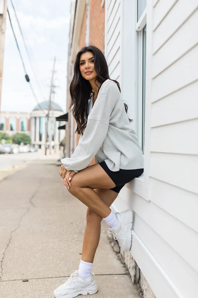 Along The Way Heather Grey Oversized Pocketed Waffle Top SALE sold by Pink Lily product image thumbnail 2