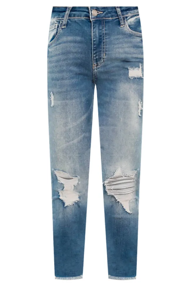 Annette Medium Wash High Rise Distressed Skinny Jeans FINAL SALE sold by Pink Lily product image thumbnail 5