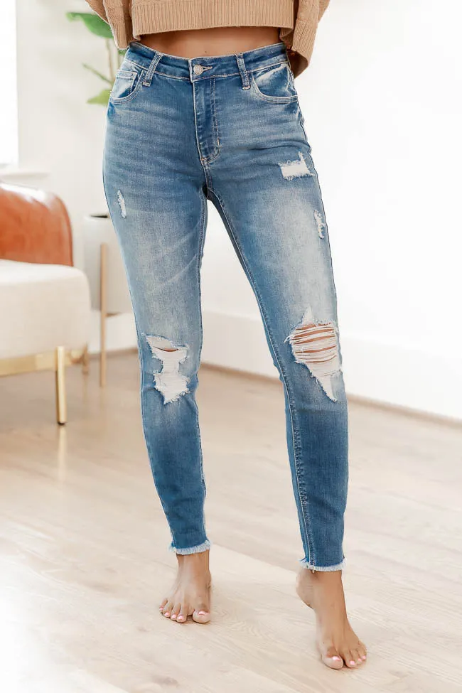 Annette Medium Wash High Rise Distressed Skinny Jeans FINAL SALE sold by Pink Lily