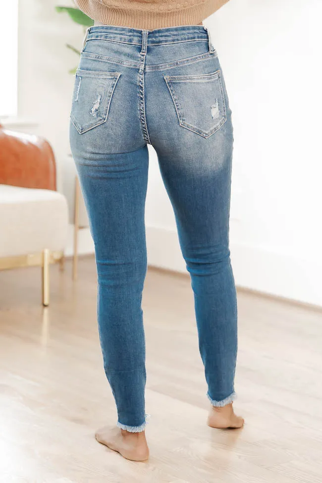 Annette Medium Wash High Rise Distressed Skinny Jeans FINAL SALE sold by Pink Lily product image thumbnail 4
