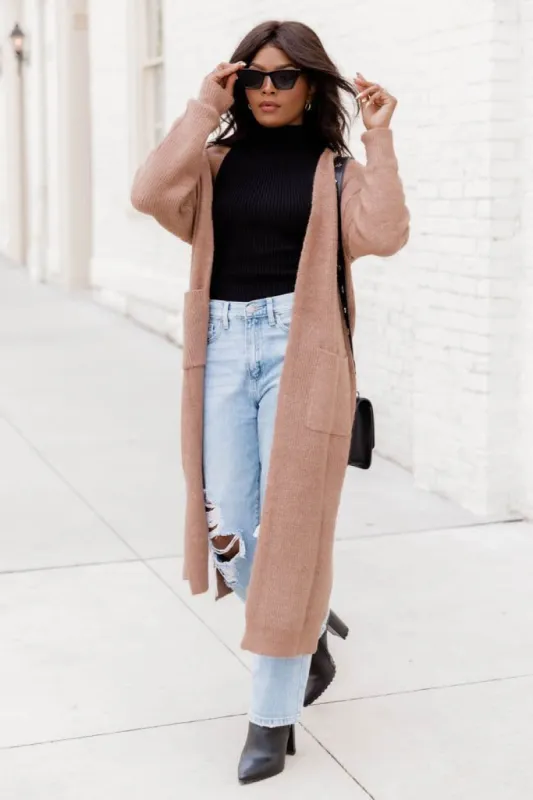 Warm Hugs Brown Long Cardigan FINAL SALE sold by Pink Lily