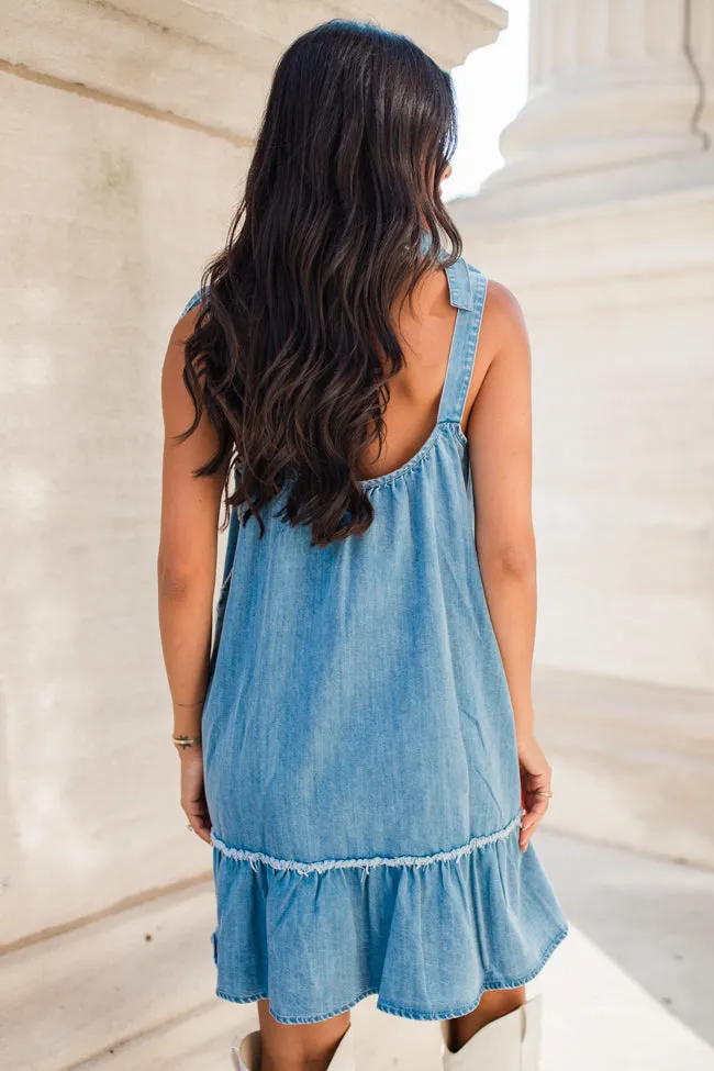 Call It Love Medium Wash Denim Tie Shoulder Dress sold by Pink Lily product image thumbnail 5