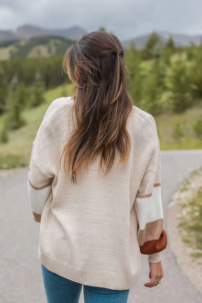 Let's Stay Longer Beige Multi Color Block Sleeve Cardigan sold by Pink Lily product image thumbnail 4