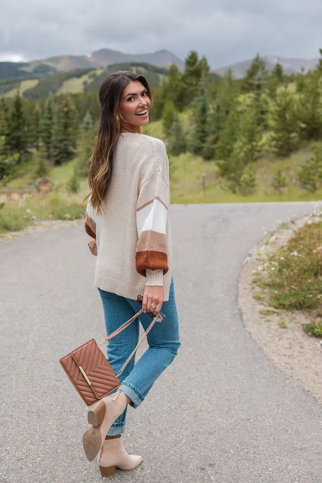 Let's Stay Longer Beige Multi Color Block Sleeve Cardigan sold by Pink Lily product image thumbnail 2