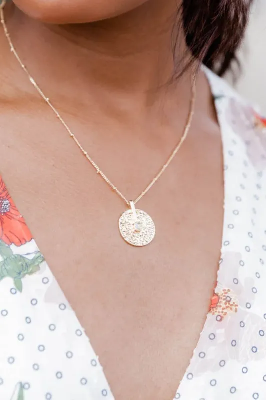 Elegant Desires Gold Disc Pendant Necklace FINAL SALE sold by Pink Lily