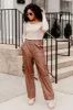A Little While Longer  Chocolate Faux Leather Cargo Pants FINAL SALE sold by Pink Lily