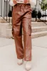 A Little While Longer  Chocolate Faux Leather Cargo Pants FINAL SALE sold by Pink Lily