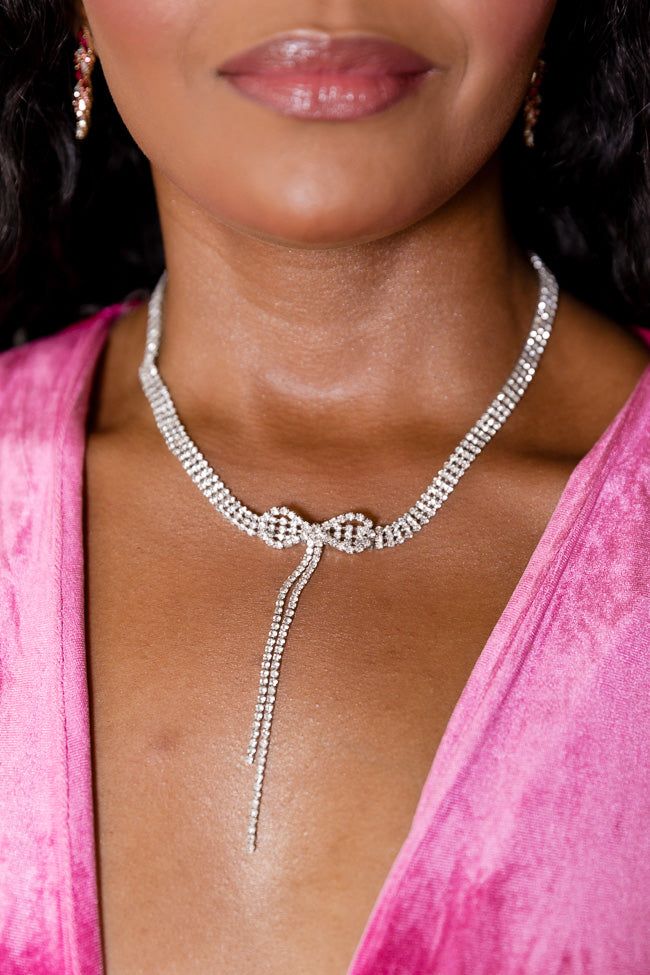 Silver Bow Necklace sold by Pink Lily