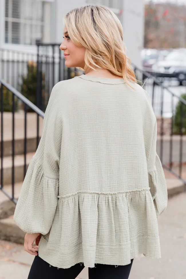 Escaping Reality Olive Oversized Henley Blouse FINAL SALE sold by Pink Lily product image thumbnail 4