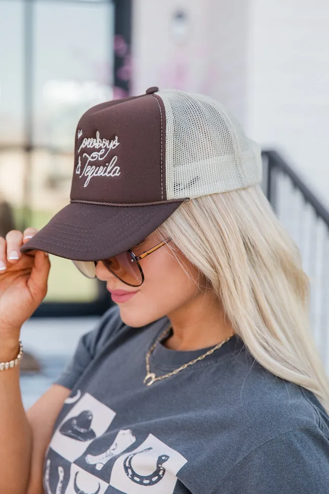Cowboys and Tequila Brown and Khaki Trucker Hat sold by Pink Lily product image thumbnail 2