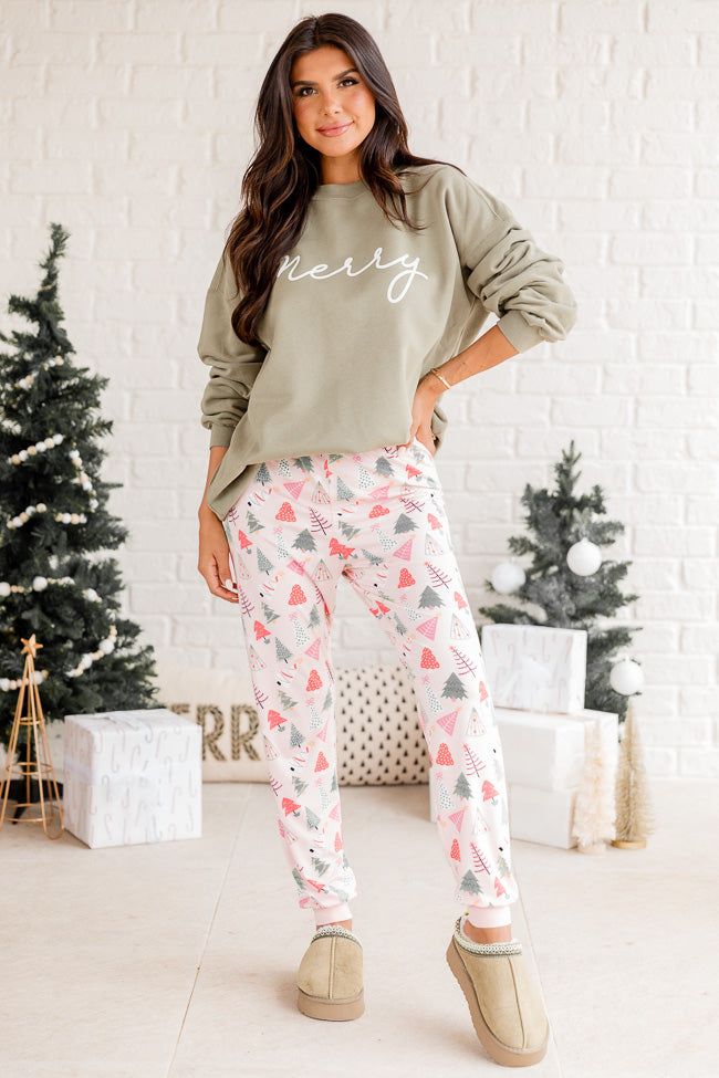 Merry Script Olive Oversized Graphic Sweatshirt DOORBUSTER sold by Pink Lily product image thumbnail 6