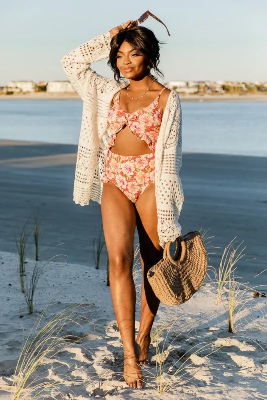 Beach Walks Cream Open Knit Crochet Cardigan FINAL SALE sold by Pink Lily