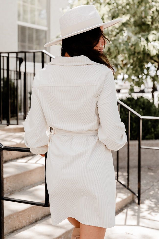 No Expectations Cream Corded Long Sleeve Belted Mini Dress FINAL SALE sold by Pink Lily product image thumbnail 5