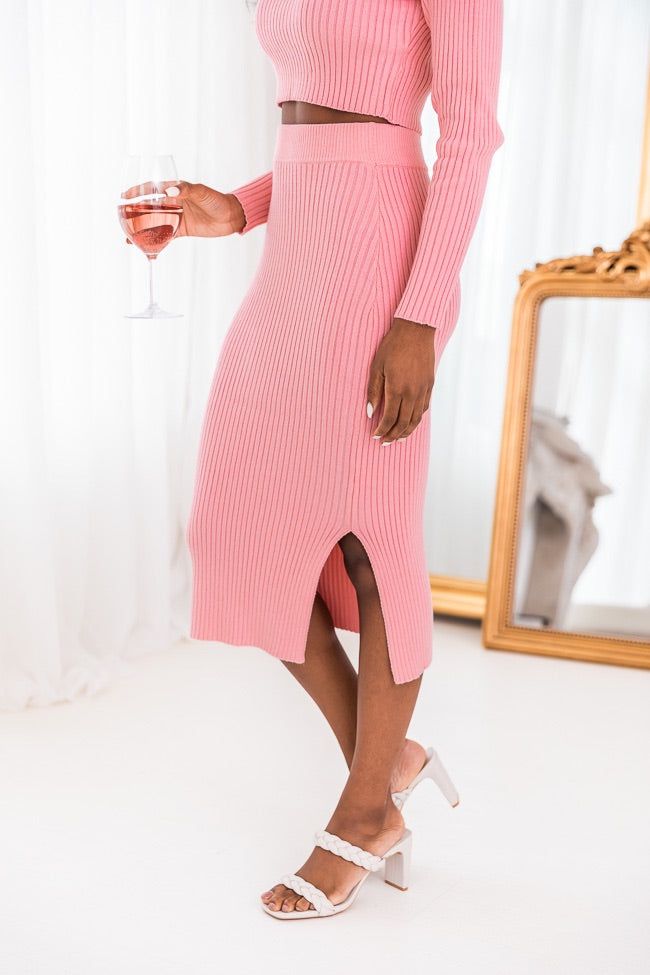 Say The Words Pink Ribbed Midi Skirt FINAL SALE sold by Pink Lily product image thumbnail 3