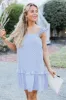 Make Today Happy Light Blue Flutter Sleeve Mini Dress FINAL SALE sold by Pink Lily