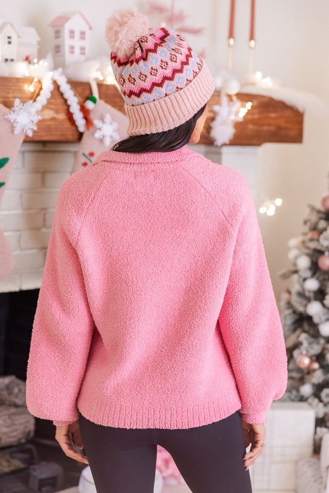 Winter Wonderland Pink Fuzzy Quarter Zip Pullover sold by Pink Lily product image thumbnail 4