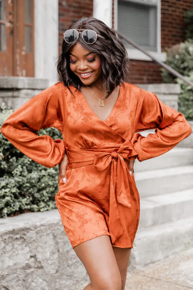 Dreams Are Made Rust Satin Long Sleeve Romper FINAL SALE sold by Pink Lily product image thumbnail 5