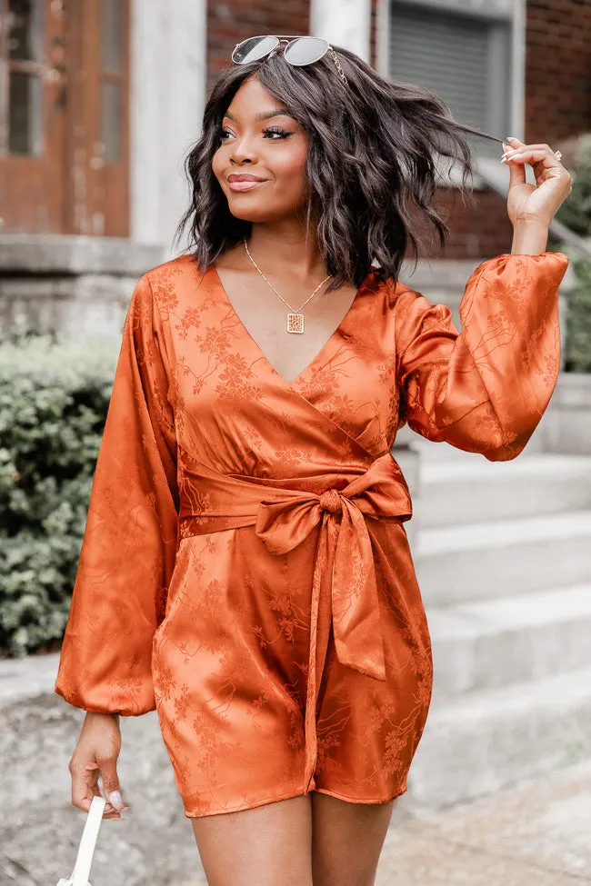 Dreams Are Made Rust Satin Long Sleeve Romper FINAL SALE sold by Pink Lily product image thumbnail 3
