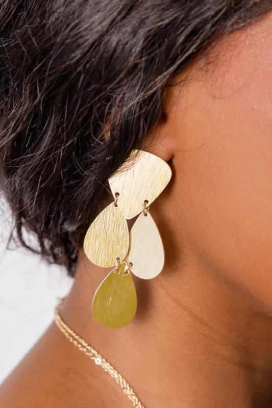 Brushed Gold Geo Earrings sold by Pink Lily