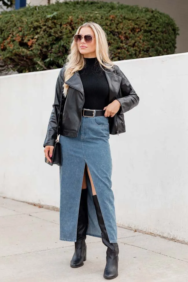 In Awe Light Wash Denim Midi Skirt FINAL SALE sold by Pink Lily product image thumbnail 2