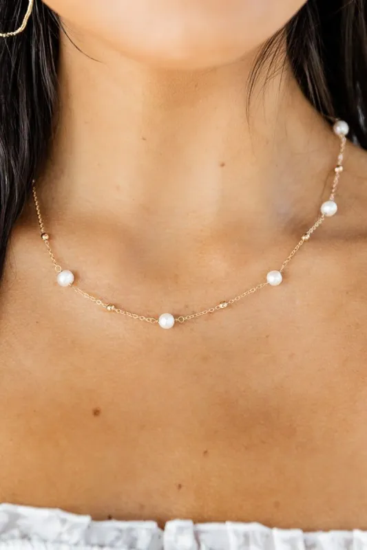 Dreamy Escape 18k Gold Pearl Detail Necklace sold by Pink Lily