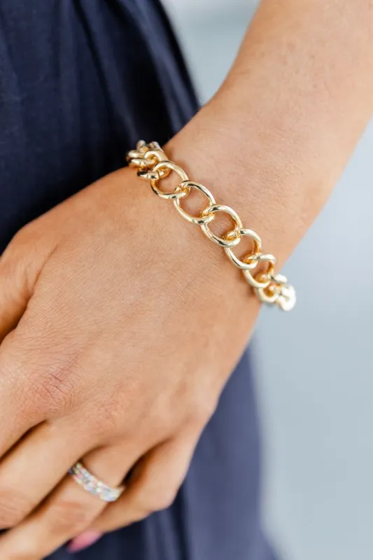 Chain Reaction Gold Chunky Rhinestone Link Bracelet sold by Pink Lily