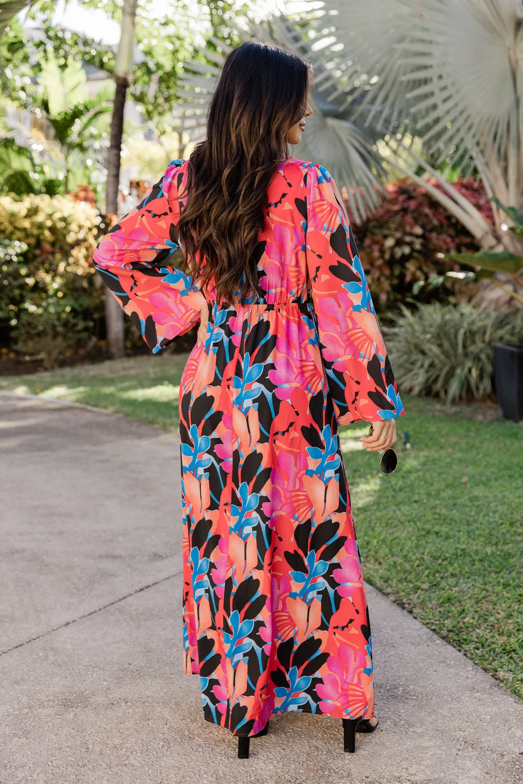 Dance The Night Away Long Sleeve Tropical Black Maxi Dress FINAL SALE sold by Pink Lily product image thumbnail 5
