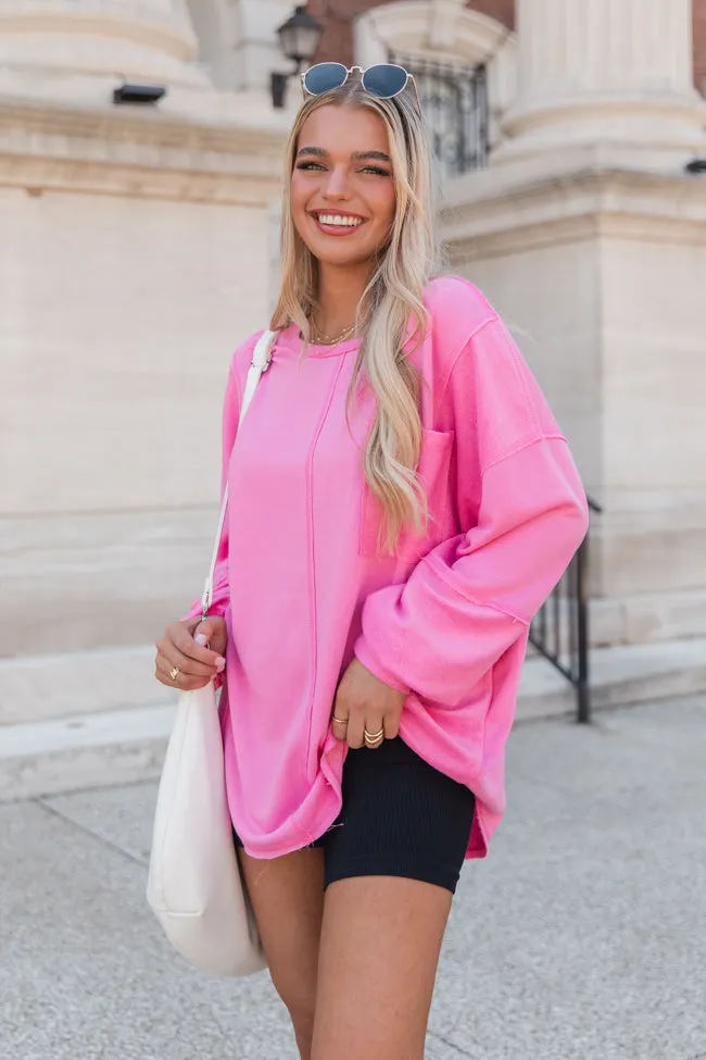 Setting Goals Pink Pocketed Long Sleeve Knit Top sold by Pink Lily