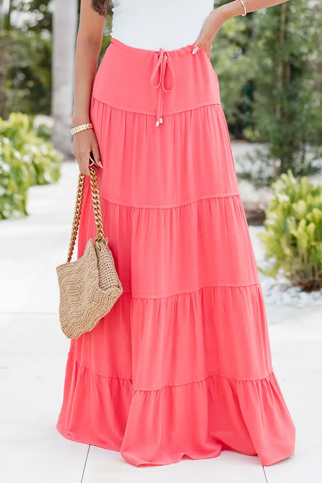 Summer Dream Coral Tiered Maxi Skirt sold by Pink Lily product image thumbnail 2