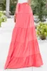 Summer Dream Coral Tiered Maxi Skirt sold by Pink Lily
