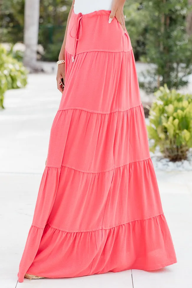 Summer Dream Coral Tiered Maxi Skirt sold by Pink Lily product image thumbnail 5