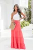 Summer Dream Coral Tiered Maxi Skirt sold by Pink Lily