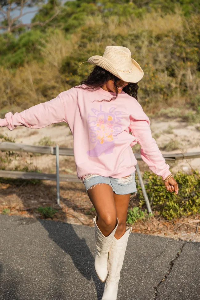 Coastal Cowgirl Floral Boot Light Pink Oversized Graphic Sweatshirt sold by Pink Lily product image thumbnail 4