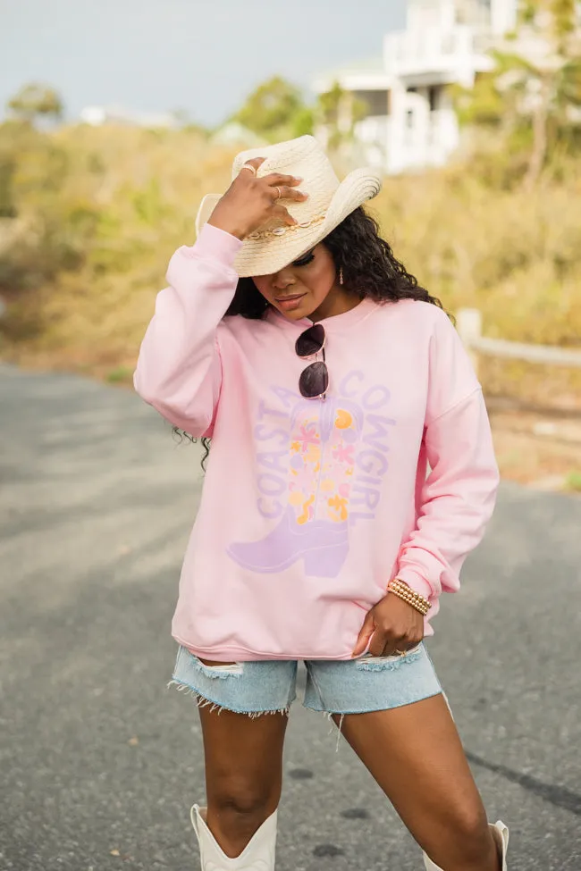 Coastal Cowgirl Floral Boot Light Pink Oversized Graphic Sweatshirt sold by Pink Lily product image thumbnail 2