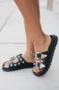LeeAnn Black Double Buckle Western Sandal sold by Pink Lily