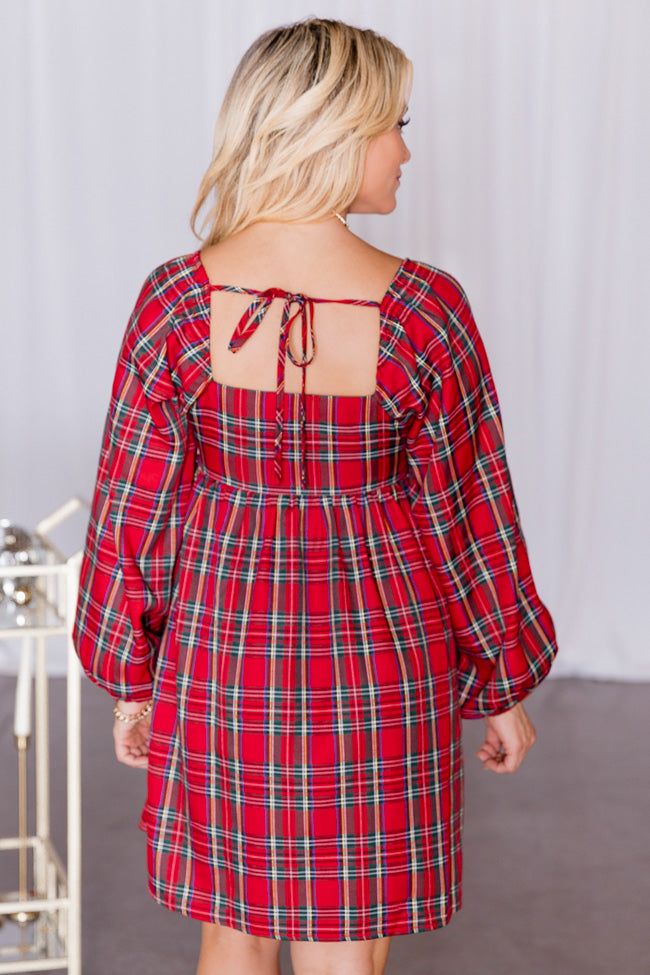 Warm Heart Tartan Plaid Long Sleeve Babydoll Dress FINAL SALE sold by Pink Lily product image thumbnail 5