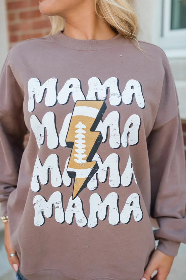 Mama Football Repeat Mocha Graphic Sweatshirt sold by Pink Lily product image thumbnail 4