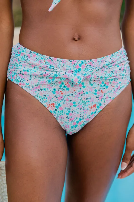 Sandbar Views Mint Knotted Front Floral Bikini Bottoms FINAL SALE sold by Pink Lily